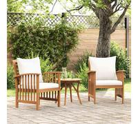 vidaXL Sillas de jardín 2 unidades madera maciza de acacia con cojines