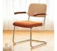 Sillas De Oficina Con Respaldo Medio Silla Auxiliar Con Base En Forma De Trineo Sillas De Ordenador De Terciopelo Con Asiento Acolchado Silla De Reunión Con Respaldo Ergonómico(B,With armrests)