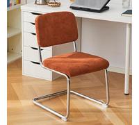 Sillas De Oficina Con Respaldo Medio Silla Auxiliar Con Base En Forma De Trineo Sillas De Ordenador De Terciopelo Con Asiento Acolchado Silla De Reunión Con Respaldo Ergonómico(A,Without armrests)
