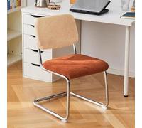 Sillas De Oficina Con Respaldo Medio Silla Auxiliar Con Base En Forma De Trineo Sillas De Ordenador De Terciopelo Con Asiento Acolchado Silla De Reunión Con Respaldo Ergonómico(B,Without armrests)