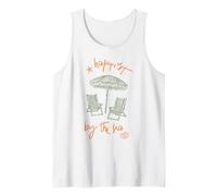 Sillas de Playa más Felices Junto al mar Paraguas de Conchas Marinas Vacaciones Camiseta sin Mangas