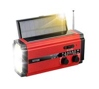 Sillas de radio solar linterna con cargador de teléfono móvil, radio de manivela y energía solar, batería recargable de 5000 mAh con cargador y antorcha integrada para emergencias