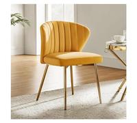 Sillas de recepción Silla de Comedor Terciopelo, Silla tocador pequeña y Moderna con Respaldo, Patas Metal, Elegante Decorativa sin Brazos for Sala Estar(Mustard)