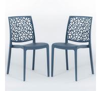 Sillas de resina moderna apilables de polipropileno con fibra de vidrio, para interior, cocina o comedor, exterior y jardín, sillas de restaurante y contract - Anna (2 Sillas, Azul petróleo)