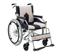 Sillas de ruedas autopropulsadas livianas para adultos, silla de ruedas de aluminio con freno de mano, peso del rodamiento 100 kg, silla de ruedas adecuada para personas mayores (azul) (blanco)