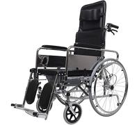 Sillas de ruedas de transporte para adultos con respaldo alto, silla de viaje de aluminio, orinal, andador portátil plegable multifunción para discapacitados