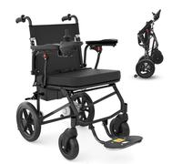 Sillas de ruedas eléctricas ligeras y plegables para adultos, sillas de ruedas inteligentes todo terreno motorizadas para personas mayores, 12 mi, color negro