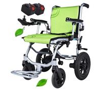 Sillas de ruedas eléctricas plegables for adultos, silla de ruedas eléctrica plegable liviana de 14 kg, silla eléctrica plegable con 2 baterías extraíbles, capacidad 300 lb(Green)