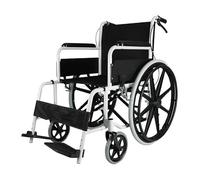 Sillas de ruedas ligeras, plegables, de acero rico en carbono, con cojín de asiento de tela Oxford, reposapiés ajustable, silla de ruedas de transporte