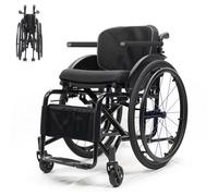 Sillas De Ruedas Ligeras Y Compactas For Adultos, Silla Autopropulsada Plegable, Reposapiés Abatible, Frenos De Mano, Ruedas Traseras De Liberación Rápida(14.9in/38cm)