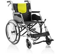 Sillas de ruedas livianas para transporte, Scooters manuales plegables livianos para personas mayores, discapacitados, neumáticos sólidos no inflables, sistema de freno doble