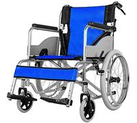 Sillas de ruedas plegables, ligeras, plegables, sencillez, sillas de ruedas para conducir, carrito con amortiguador de aleación de aluminio para personas mayores discapacitadas, azul