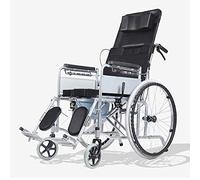 Sillas de ruedas plegables portátiles con asiento de inodoro pequeño, silla de ruedas completamente tumbada para ancianos discapacitados, carrito multifuncional