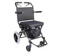 Sillas de ruedas plegables, silla de ruedas plegable, color negro, ligera, manual, de longitud completa, reposabrazos acolchados, freno de mano, portátil, plegable, aleación de aluminio, 18 carros