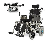 Sillas de ruedas Silla de ruedas eléctrica plegable, resistente, plegable, puede tumbarse plano, reposacabezas ajustable, conmutación eléctrica manual para personas mayores discapacitadas