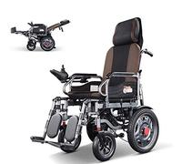 Sillas de ruedas Silla de ruedas eléctrica resistente con reposacabezas, silla eléctrica portátil plegable y liviana, energía eléctrica o manipulación manual, respaldo ajustable y ped