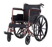 Sillas de ruedas Silla de ruedas plegable Asiento ancho y liviano con frenos de mano, marco de aleación de aluminio, sillas de ruedas de transporte portátiles para adultos (A)