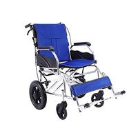 Sillas de ruedas Silla de ruedas plegable de viaje,Silla de ruedas manual plegable,Pequeño material de aleación de aluminio Freno de mano de seguridad Cojín de asiento doble extraíble lavable(Azul)