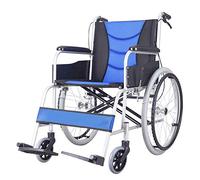 Sillas de Ruedas Silla de Ruedas Plegable Freno de Mano Delantero y Trasero Carro de protección Doble Scooter para Personas Mayores discapacitadas Silla de Ruedas,Azul