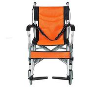Sillas de Ruedas Silla de Ruedas Plegable Silla de Marco Plegable portátil de Aluminio liviano Respaldo elevador de pie Polainas y Cinturones Desmontables Naranja