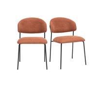 Sillas de tejido efecto terciopelo texturizado tierra quemada y metal negro (lote de 2) BENTA