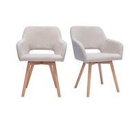 Sillas de tela con efecto terciopelo texturizado beige y madera clara (juego de 2) LAURETTE