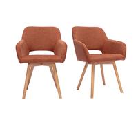 Sillas de tela con efecto terciopelo texturizado color tierra quemada y madera clara (juego de 2) LAURETTE