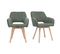 Sillas de tela de pana verde caqui y madera clara (juego de 2) LAURETTE