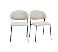 Sillas de tela efecto terciopelo texturizado beige y metal negro (juego de 2) BENTA