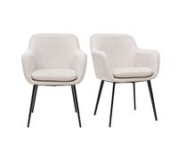 Sillas de tela efecto terciopelo texturizado beige y metal negro (lote de 2) AMIKA