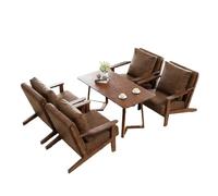 Sillas decorativas para sala de estar - Sillón tapizado de piel sintética de mediados de siglo moderno de madera con respaldo alto para dormitorio