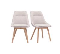 Sillas en tejido efecto terciopelo texturizado beige y madera clara (lote de 2) ALESS