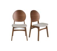 Sillas escandinavas en madera oscura y tela gris claro (lote de 2) ELTON