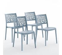 Sillas Flora en resina con fibra de vidrio (4, Cemento Azul)