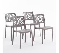 Sillas Flora en resina con fibra de vidrio (4, Tortora)