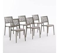 Sillas Flora en resina con fibra de vidrio (6, Tortora)