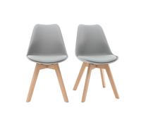 Sillas gris claro con patas madera clara (lote de 2) PAULINE