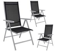 Sillas jardín Berna set de 3 aluminio plateadas ajustables