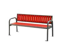 Sillas Jardin Exterior Madera Panel de Madera Maciza de 32 mm de Espesor Banco Jardin Exterior Respaldo Inclinado hacia Atrás 15 Grados para Parque Patio(Red,86 * 60 * 72cm)