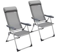 Sillas jardín set de 2 aluminio gris reclinable con cojín