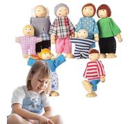 Sillas Muñecas Familia - Ocho Personajes Miniaturas De Madera - Muñecas Articuladas Para Dormitorio Nursery Juego De Imitación Hogar Escuela Infantil Niños Niñas | Desarrollo Imaginación Niñas Niños