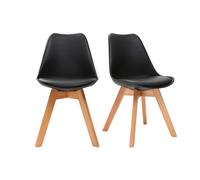 Sillas negras con patas madera clara (lote de 2) PAULINE