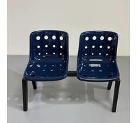 Sillas para Sala de Espera de PP, Asiento de Invitados, Diseño Calado, Estructura de Acero Laminado en Frío, para Salones de Belleza, Parques, Cafeterías y Espacios Exteriores Comerciales(Blue)