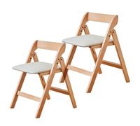 Sillas plegables acolchadas con marco de madera maciza, sillas de cocina portátiles apilables y montadas, sillas decorativas para invitados, oficina, boda y fiesta (2 piezas)