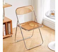 Sillas plegables de acrílico transparente, Silla plegable modernas y transparentes, Silla lateral decorativa con marco cromado for bodas, Actividades comerciales en el exterior y en el interior(Brown)