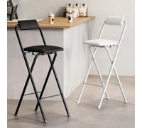 Sillas plegables de metal resistente, diseño de plástico tapizado resistente para cocina, restaurante, cafetería, asiento cómodo (blanco, 75 cm)