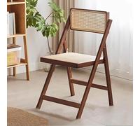 Sillas plegables de ratán de bambú de mediados de siglo, taburetes de comedor portátiles y resistentes para interiores, para camping, picnics e invitados, perfectas para cocina y oficina, 45 x 54 x 82