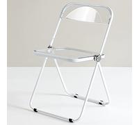 Sillas plegables modernas de acrílico transparente, construcción única de plástico invisible, asiento de plástico transparente para sala de estar, elegantes sillas acrílicas transparentes (blanco)