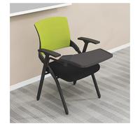 Sillas Plegables para Salas de conferencias, con Soporte Lumbar, reposabrazos y Tablero de Escritura, Respaldo de Malla, para Salas de reuniones y capacitación en oficinas (Verde-B)