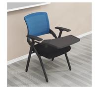 Sillas Plegables para Salas de conferencias, con Soporte Lumbar, reposabrazos y Tablero de Escritura, Respaldo de Malla, para Salas de reuniones y capacitación de Oficina (Azul-B)